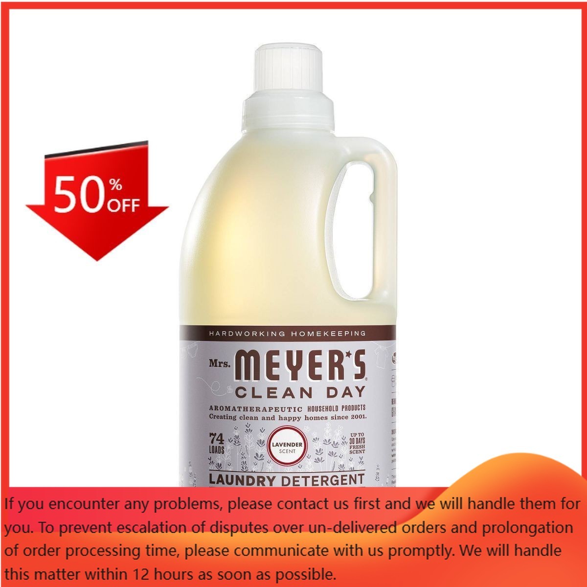 Mrs. Meyer's Clean Day Lavender Laundry Detergent 74 Loads – 64 fl oz