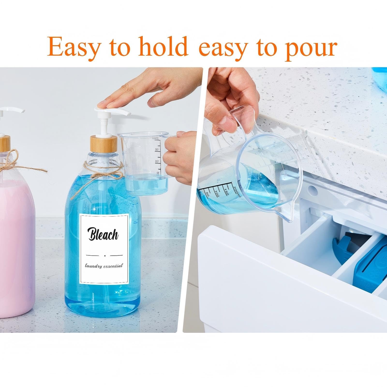 Hushee 4 Pcs Laundry Detergent Dispenser Bottle 67.6 oz Container Liquid Fabric
