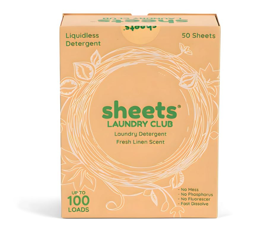 Sheets Laundry Club Liquidless Laundry Detergent Sheets, 100 Loads Fresh Li…