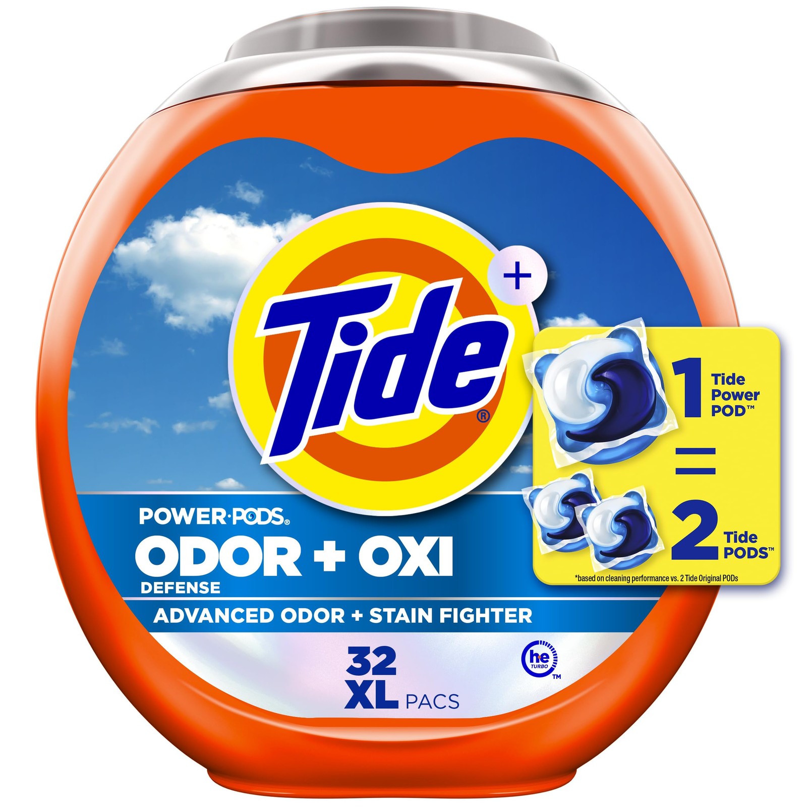 Tide Odor Defense + Oxi Laundry Detergent Pacs, Original 32 Count (Pack of 1)