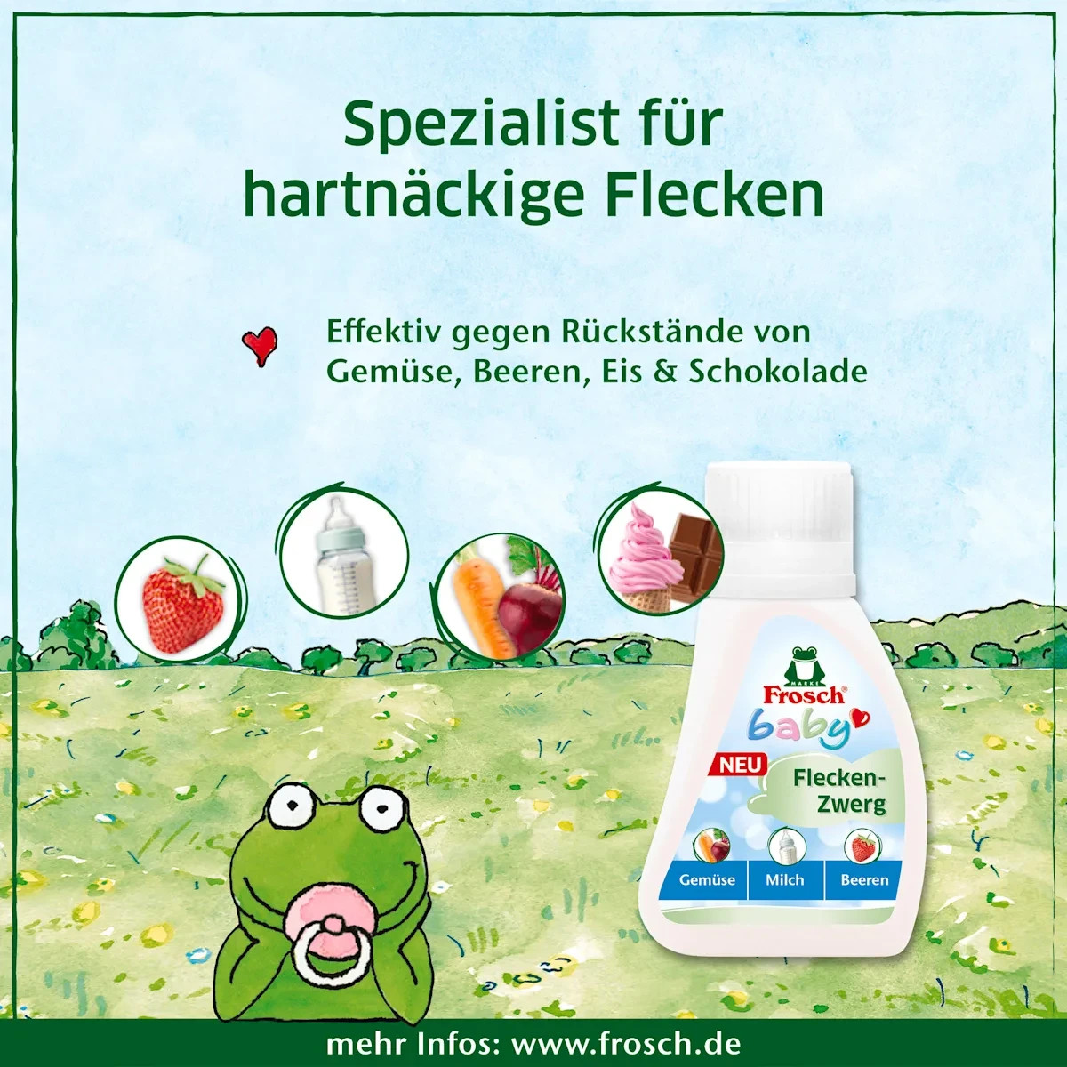 3x 75 ml Frosch BABY Stain Remover Gel for Vegetables Milk Berries