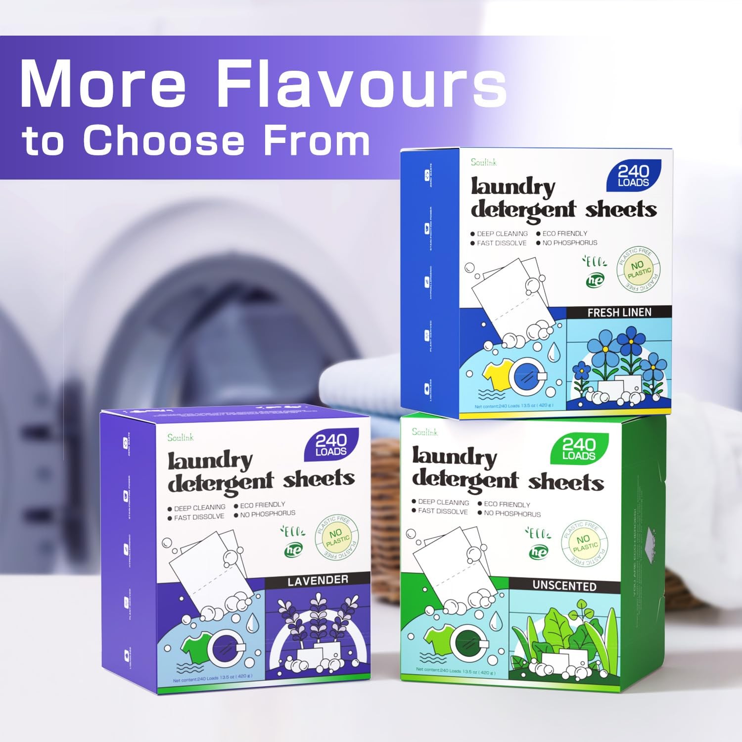 Soulink Lavender Laundry Detergent Sheets, 240 Loads – 240 Count (Pack of 1)