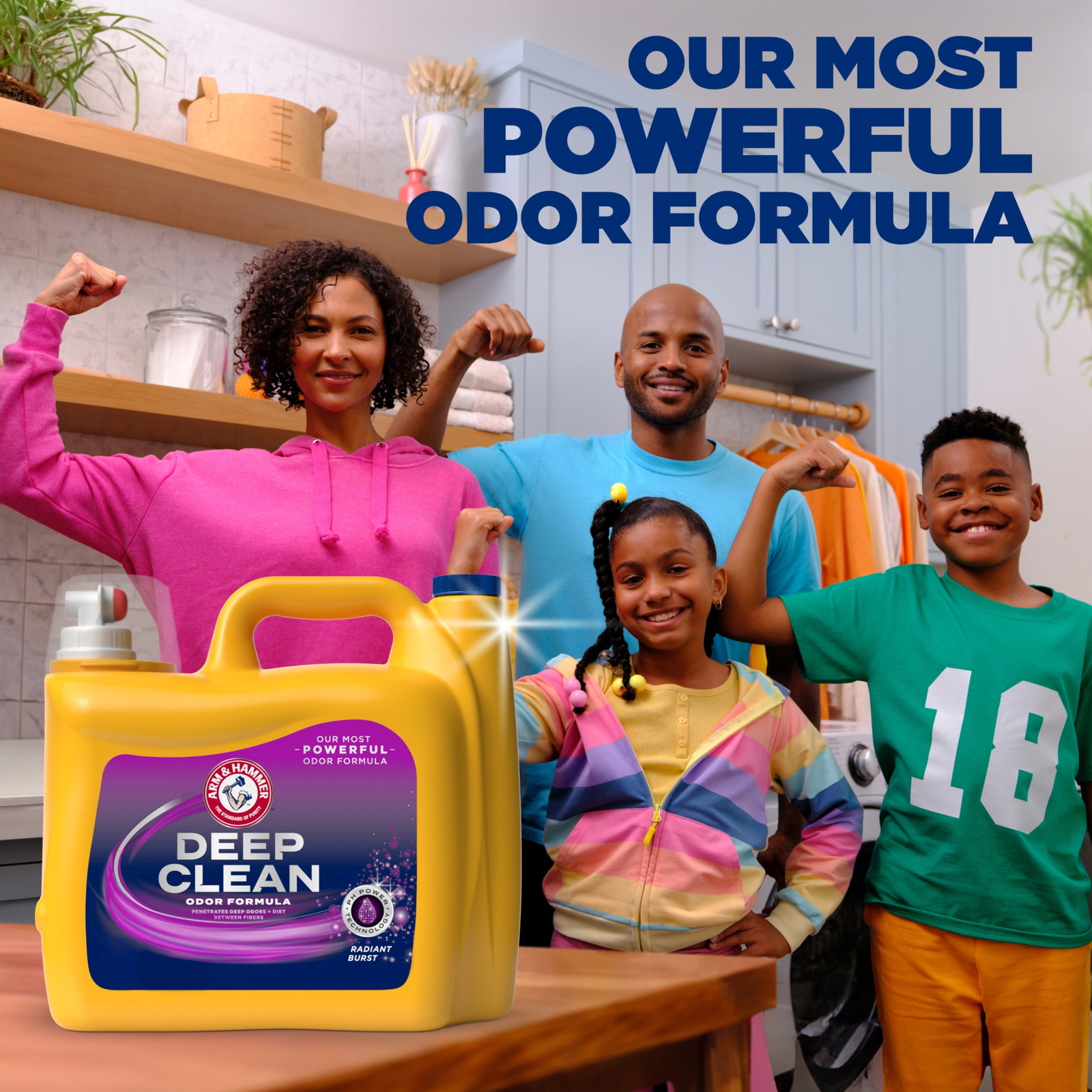 Deep Clean Odor Formula Detergent, Radiant Burst Scent, 150 Fl Oz, 100 Loads