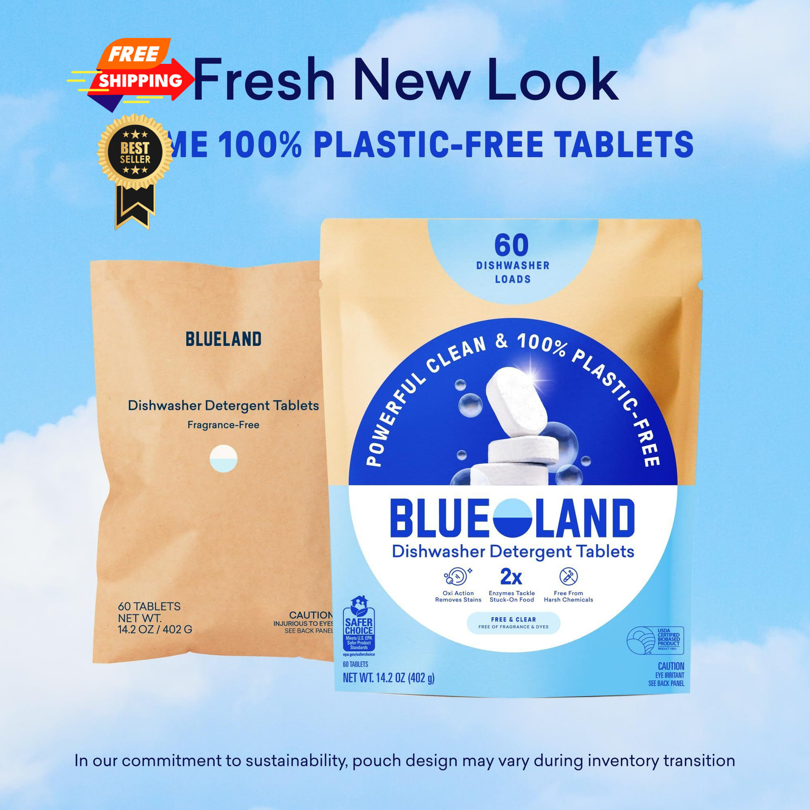 BLUELAND 100% Plastic-Free 120 Count (Pack of 1), 120 1)