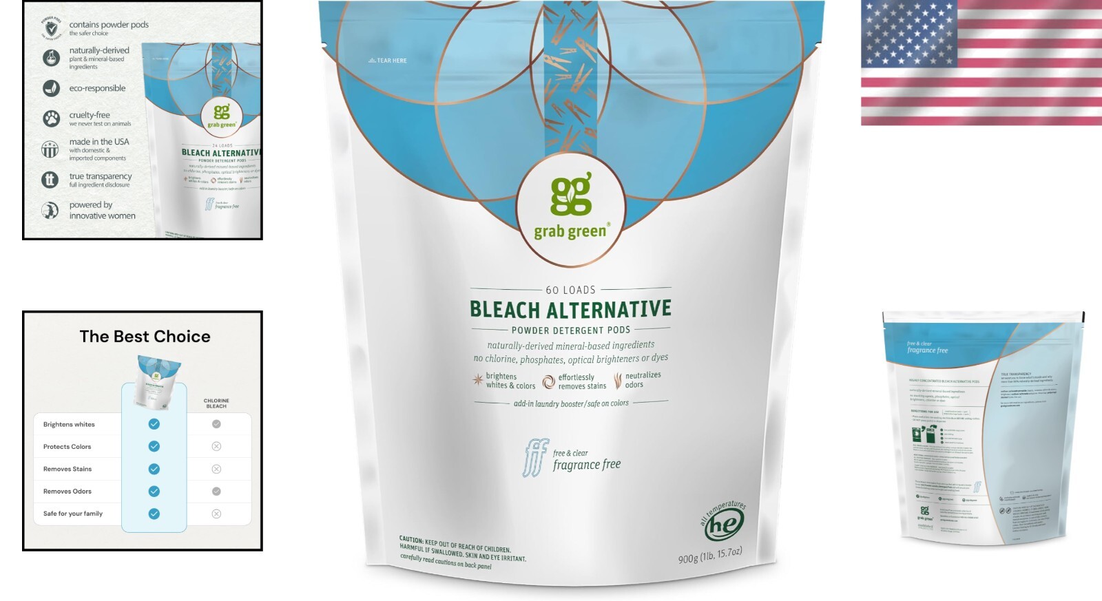 60 Count Chlorine-Free Bleach Alternative Pods – Safe & Fragrance-Free Cleaning