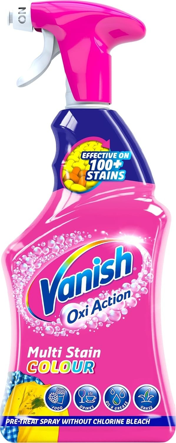 Vanish Oxi Action Stain Remover Spray 500ml – Pre-Treat Tough Stains, Safe Use