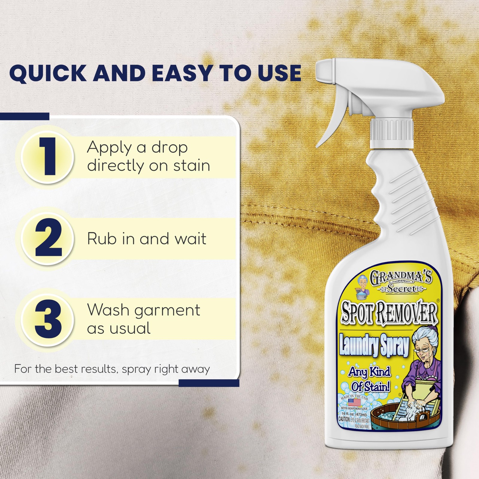 Grandma’s Secret Spot Remover Laundry 16.00 Fl Oz (Pack of 2),