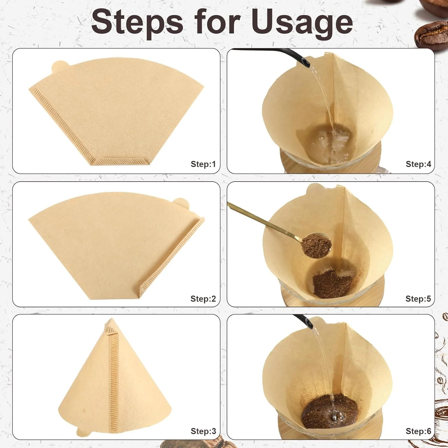 120 Count #4 Cone Coffee Filters 8-12 Cups, Disposable Natural Coffee Filters 4