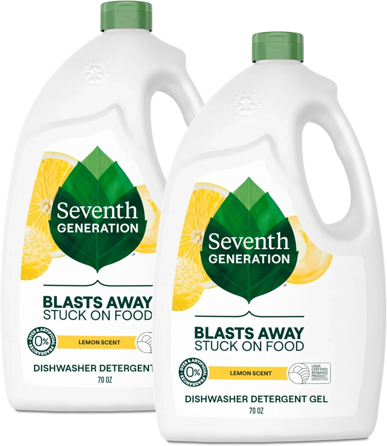 Seventh Generation Dishwasher Detergent Gel – Lemon Scent – 2 Pack, 70 Oz