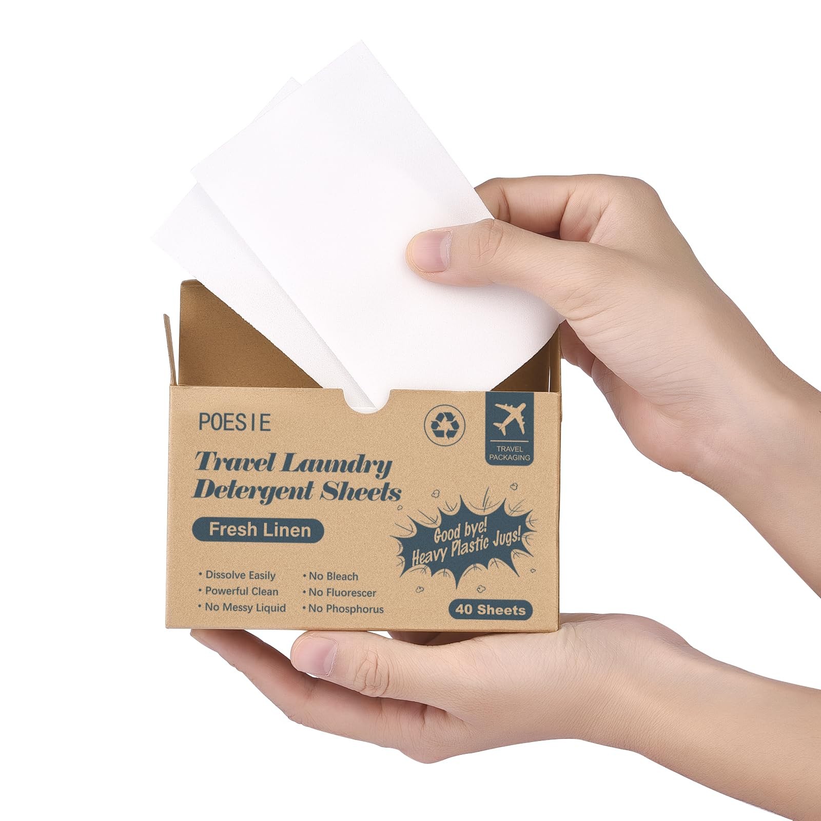 Travel Laundry Detergent Sheets Fresh Linen 40 Count Liquidless Portable No W…