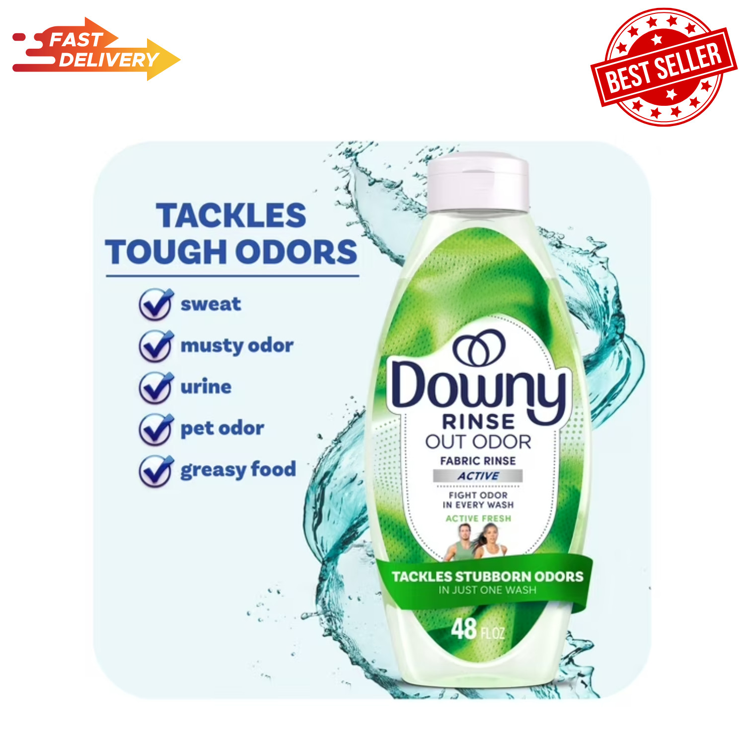 Downy Rinse Out Odor Laundry Rinse Active Fresh Scent Refreshes 48 Fl Oz