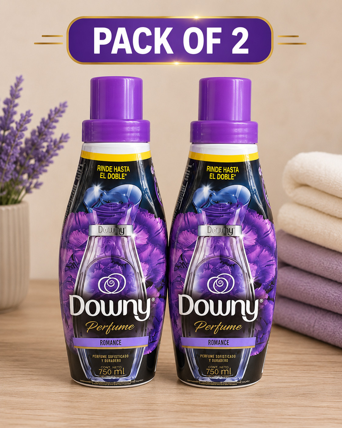 Downy Perfume Romance Fabric Softener – Pack of 2 (750ml Each)
