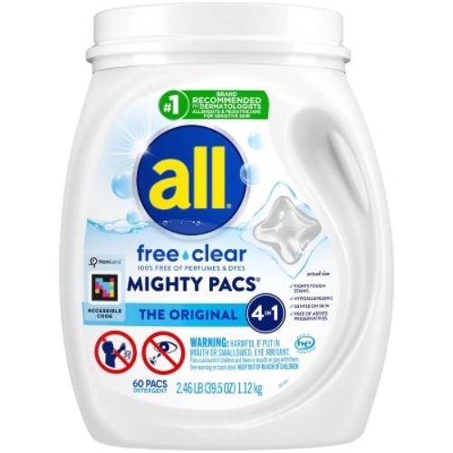 All Unscented Mighty Pacs Free Clear HE Laundry Detergent Pods