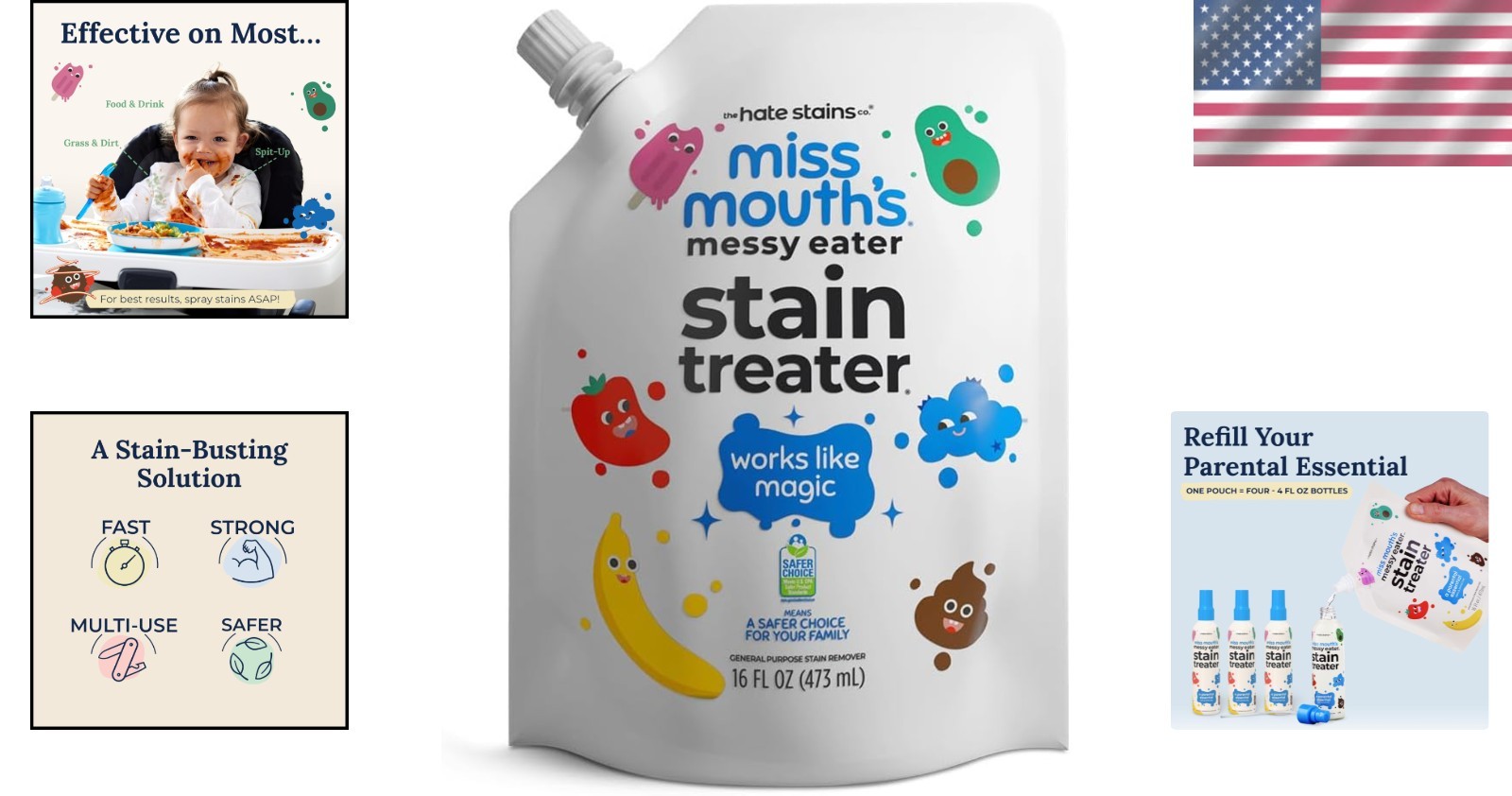 Messy Eater Stain Treater 16oz Refill – Fast, Safe & Effective for Baby Clothes