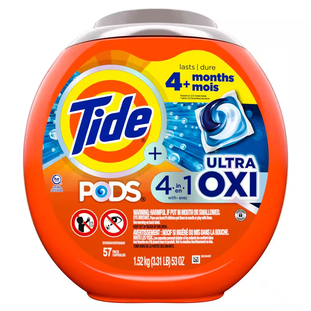 4 in 1 Ultra Oxi Laundry Detergent Pods, 57-Count