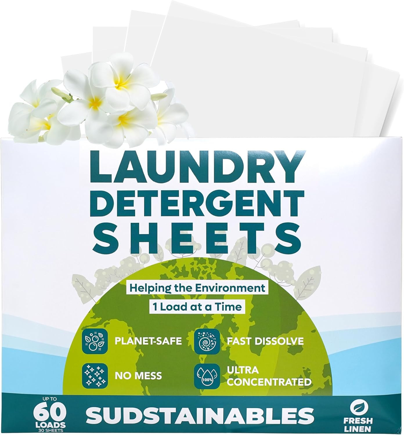 Laundry Detergent Sheets (60 Loads) – Eco Friendly Laundry Soap Detergent Strips