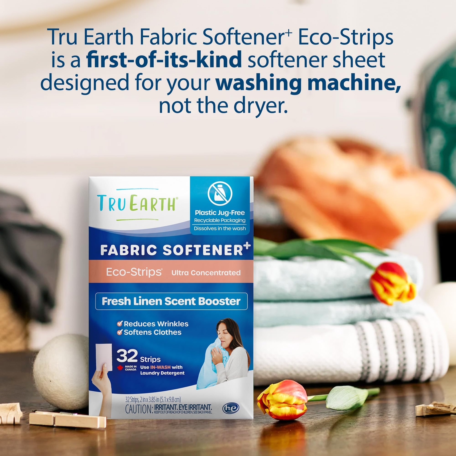 Tru Earth Fabric Softener Eco Strips 32 Count Paraben Free Cube Laundry Solution