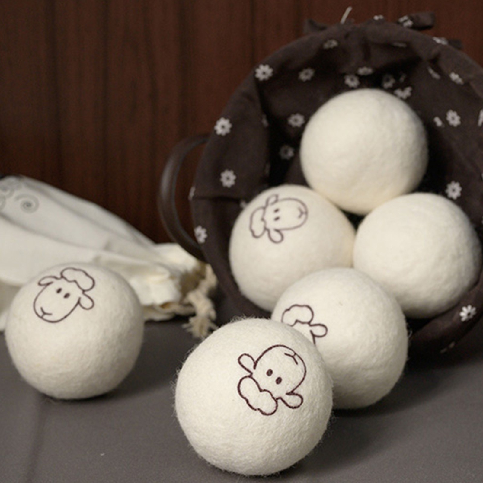 6pcs Wool Dryer Balls Natural Fabric Softener Reduce Wrinkles For Laundry White