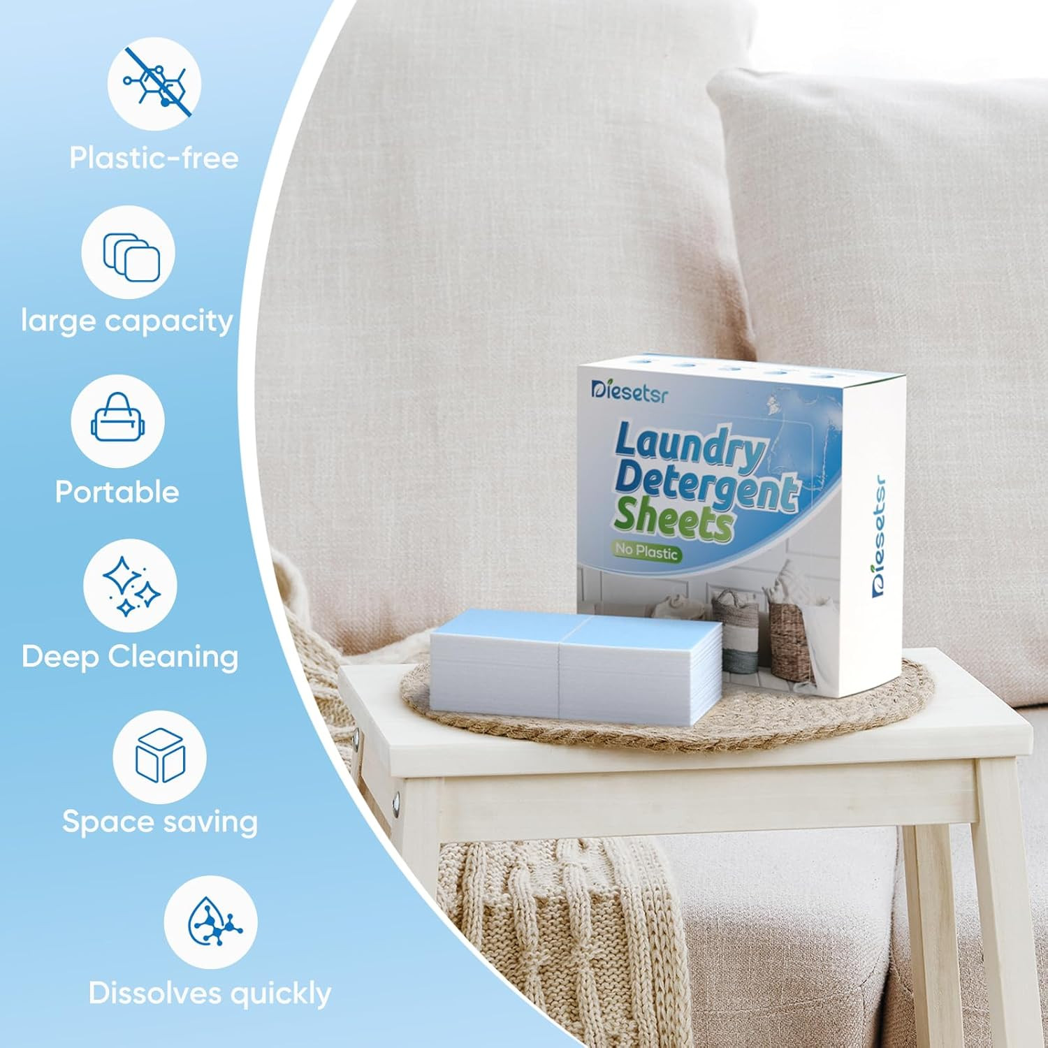 Laundry Detergent Sheets 150 Counts Travel Laundry Sheet Eco-Friendly, 300 Small