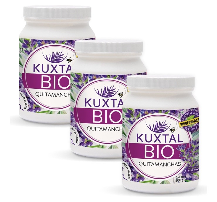 3Pack Blanqueador En Polvo Biodegradable KUXTAL 500g / bleaching powder