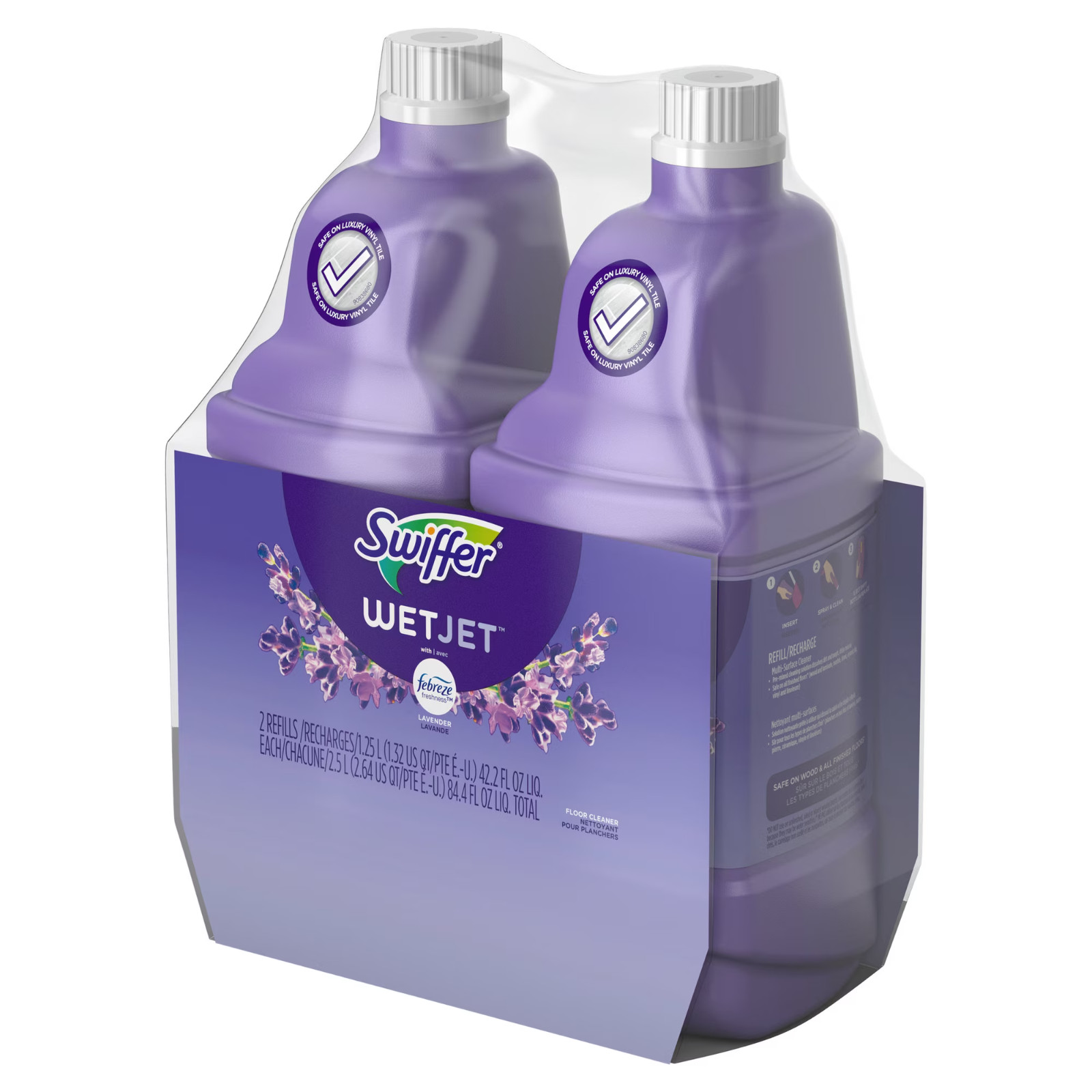 Swiffer Wet Jet Solution Refill, Lavender, 2 x 42.2 fl oz x 3 pack