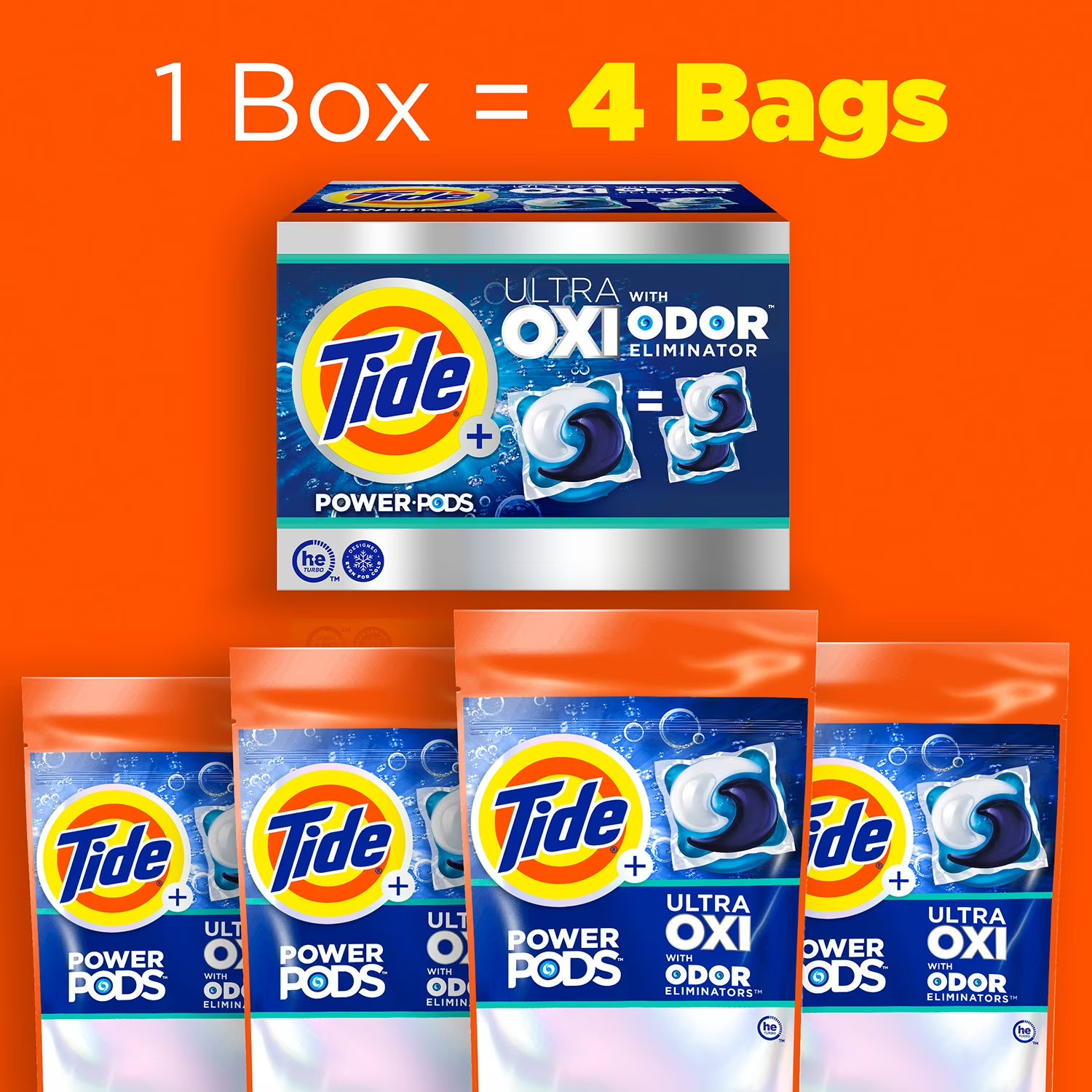 Tide Power PODS Plus Ultra OXI Laundry Detergent Pacs 72 Ct Stain Remover Value