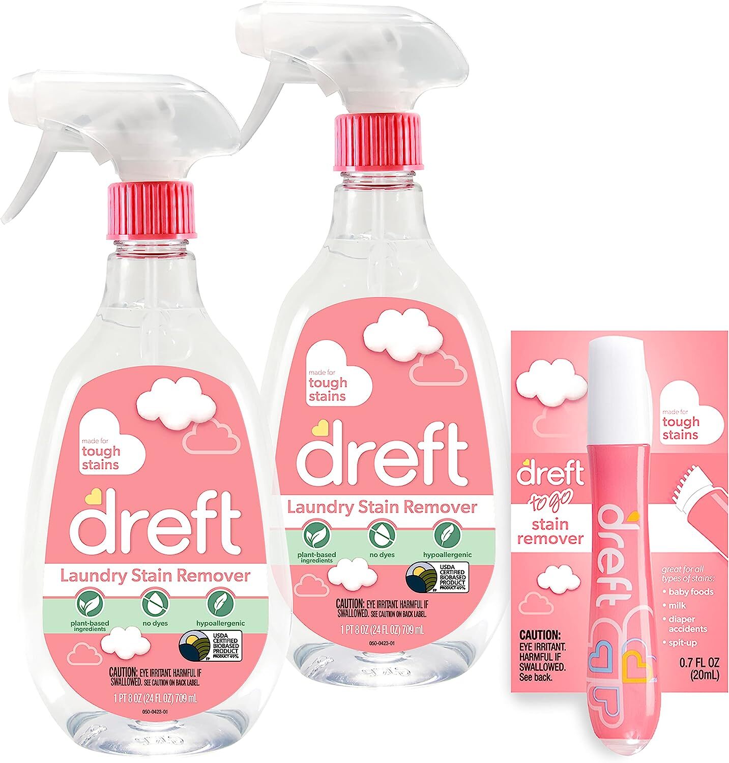 Dreft Stain Remover for Baby Clothes, Fragrance Free 24.35 Fl Oz (Pack of 2)