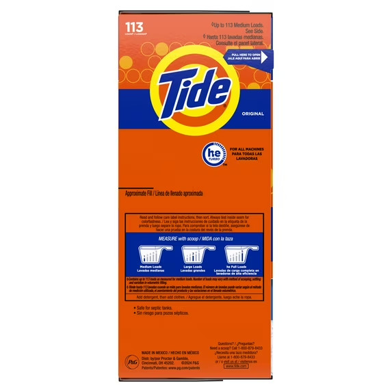 Powder Laundry Detergent Original Scent 129 oz 113 Loads HE Compatible Cleaning