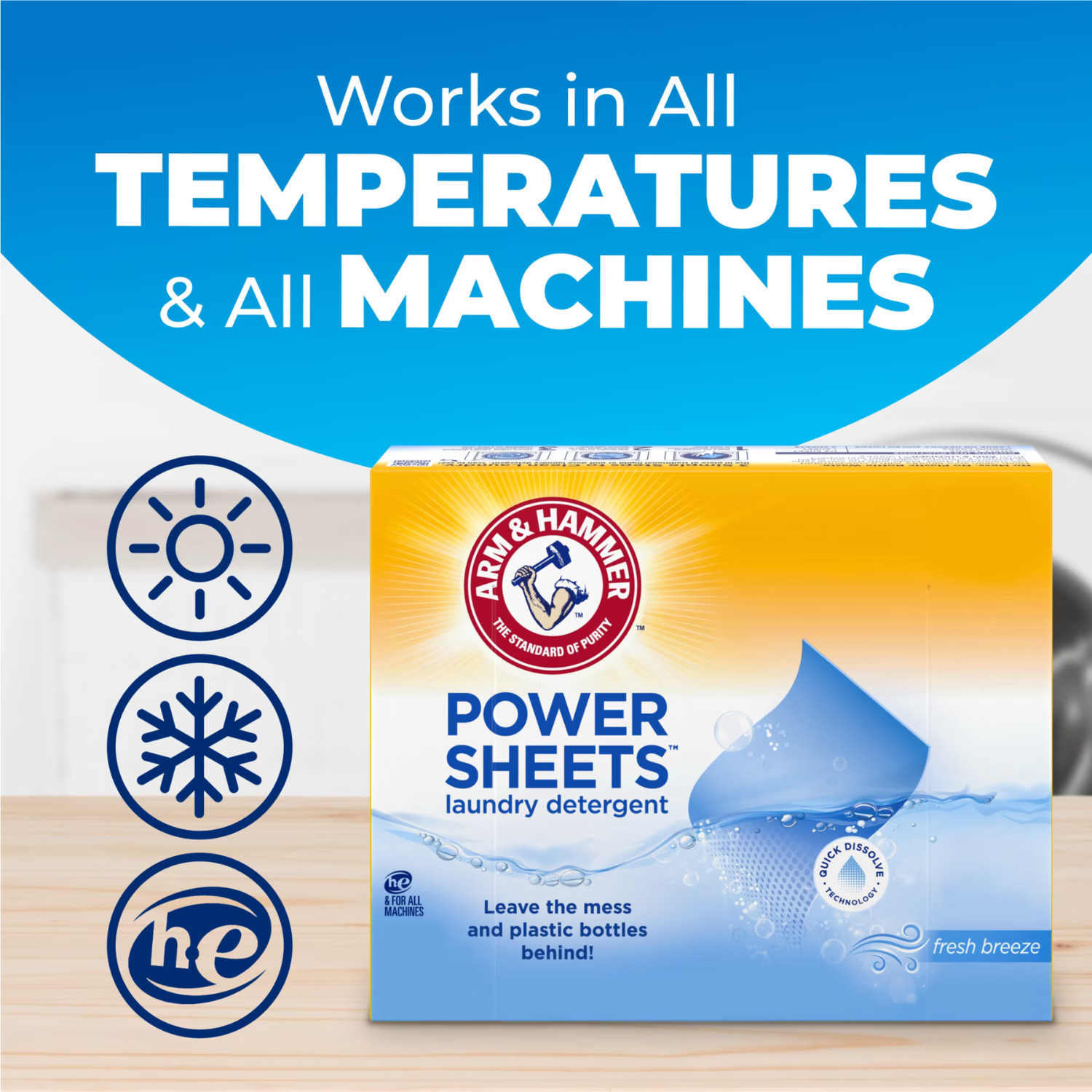 ARM & HAMMER Power Sheets Laundry Detergent Fresh Breeze 60 Ct, 3 Pack