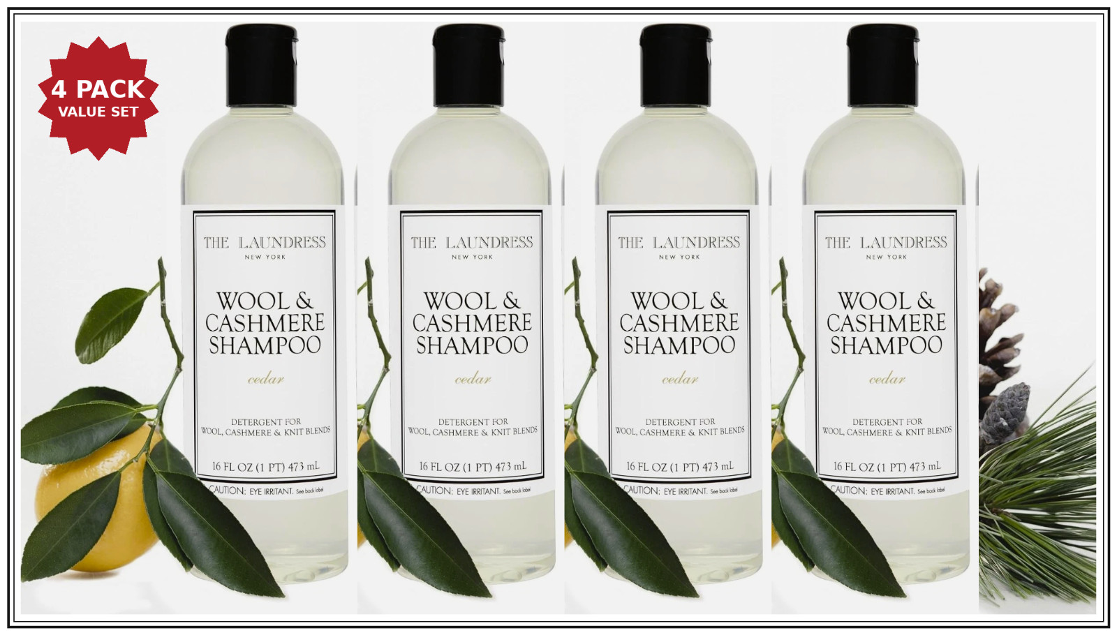 x4 Wool & Cashmere Shampoo Concentrated Liquid Laundry Detergent Cedar 124 loads