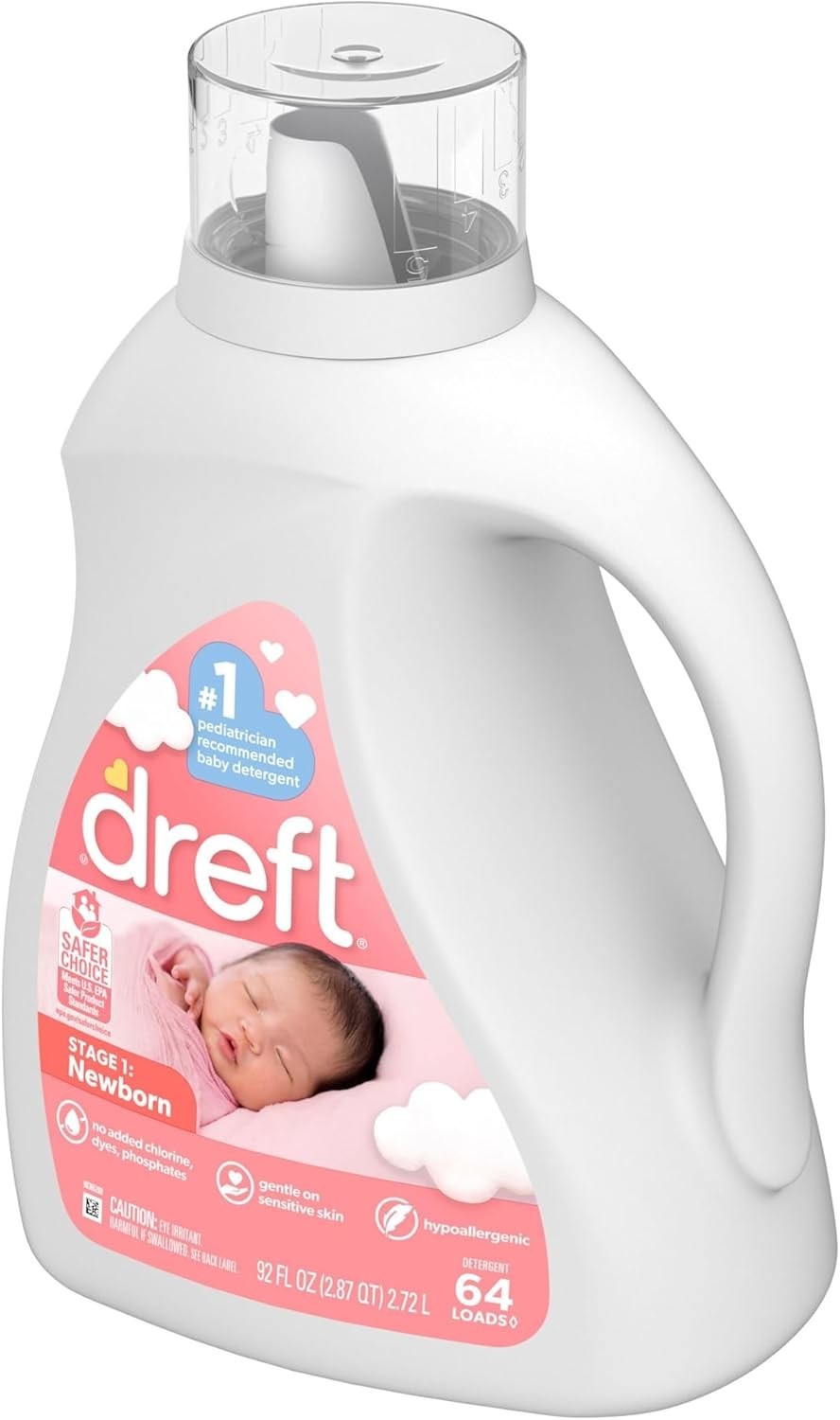 Dreft Stage 1 Newborn Baby Liquid Laundry Detergent, Gentle on Sensitive Skin, H