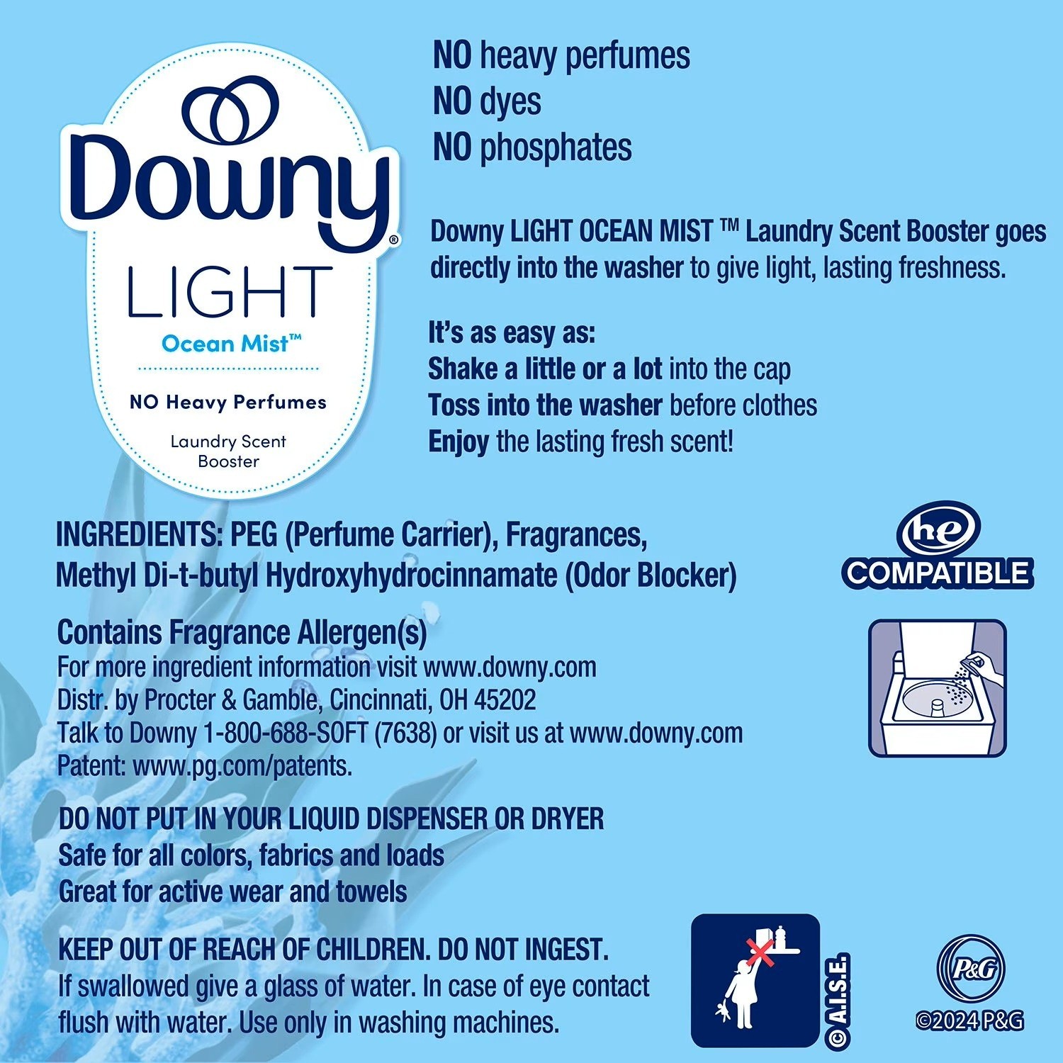 Downy Light Laundry In-Wish Scent Booster Beads, Ocean Mist Scent, 39.9 oz