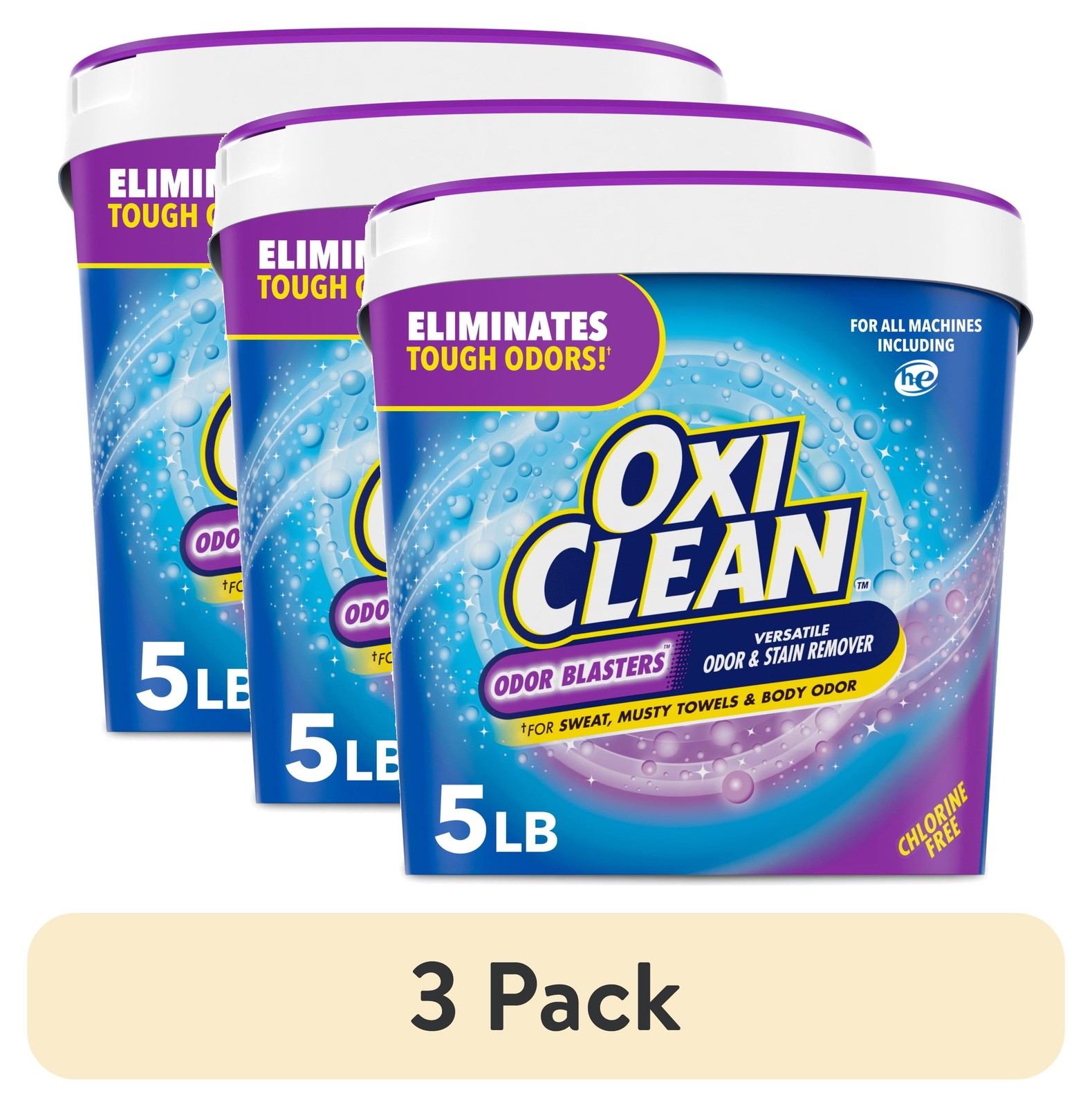(3 pack) Odor Blasters Versatile Odor and Laundry Stain Remover Powder, 5 lb