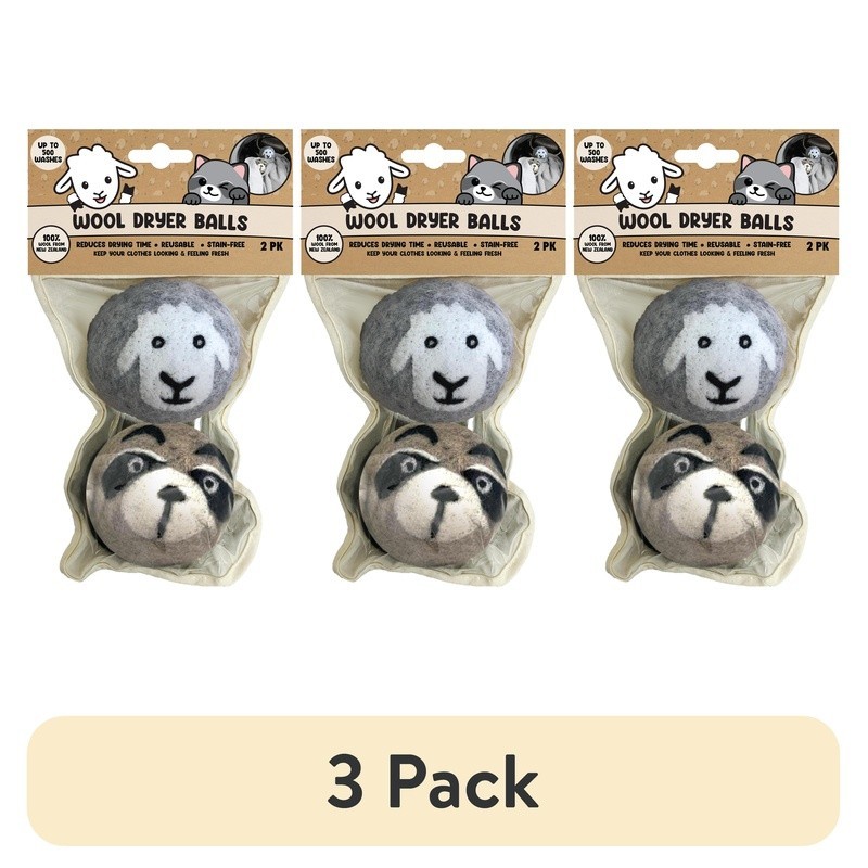 Reusable Wool Dryer Balls 2pk Eco-Friendly Chemical-Free Laundry Solution New
