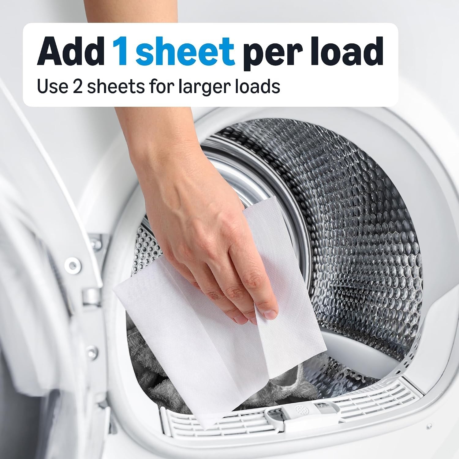 160 Hypoallergenic Dryer Sheets – Controls Static and Wrinkles, Unscented Care