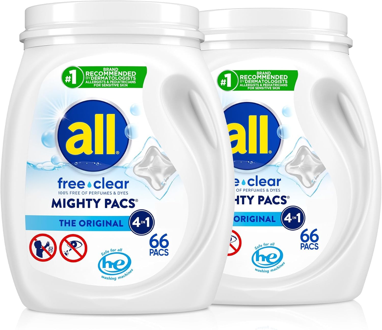 Unit Dose Laundry Detergent Mighty Pacs Free Clear 132 Count