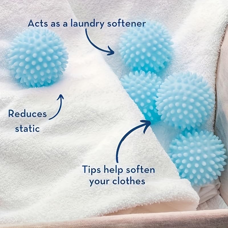 Reusable Laundry Dryer Balls, Sky Blue Plastic Anti-Static Fabric Softener, R…