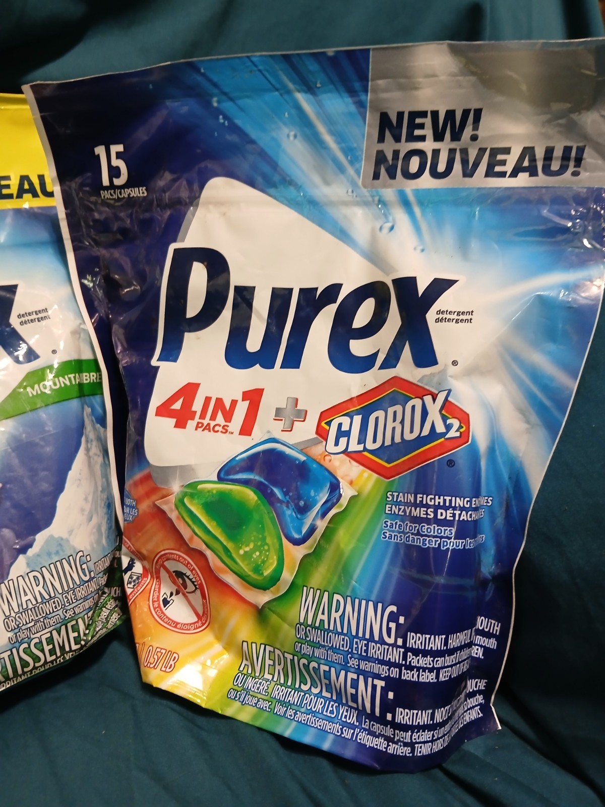 Purex 4in1 Mountain Breeze 3 Pacs + Purex 4in1 +clorox2 Discontinued 72 Pods