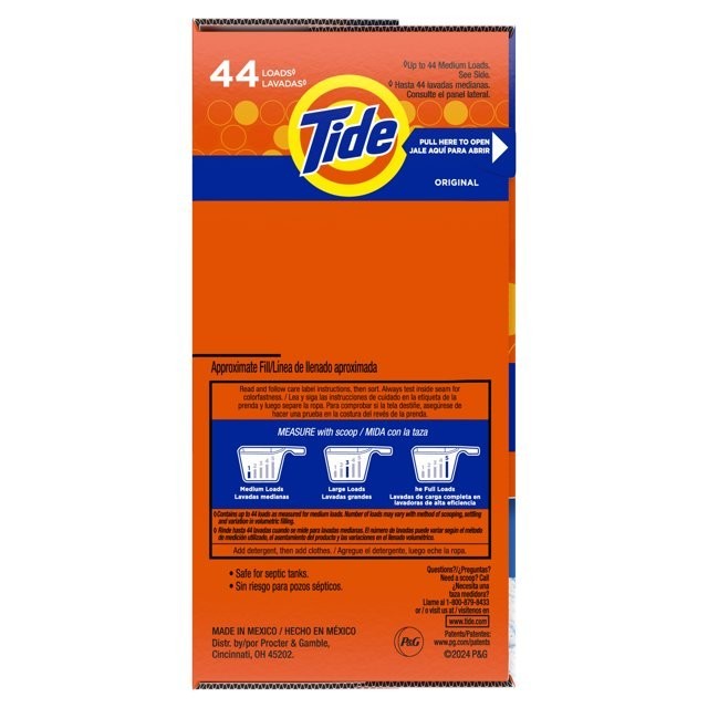 Tide Powder Laundry Detergent, Original Fragrance, 50 oz, Cleans 44 Loads