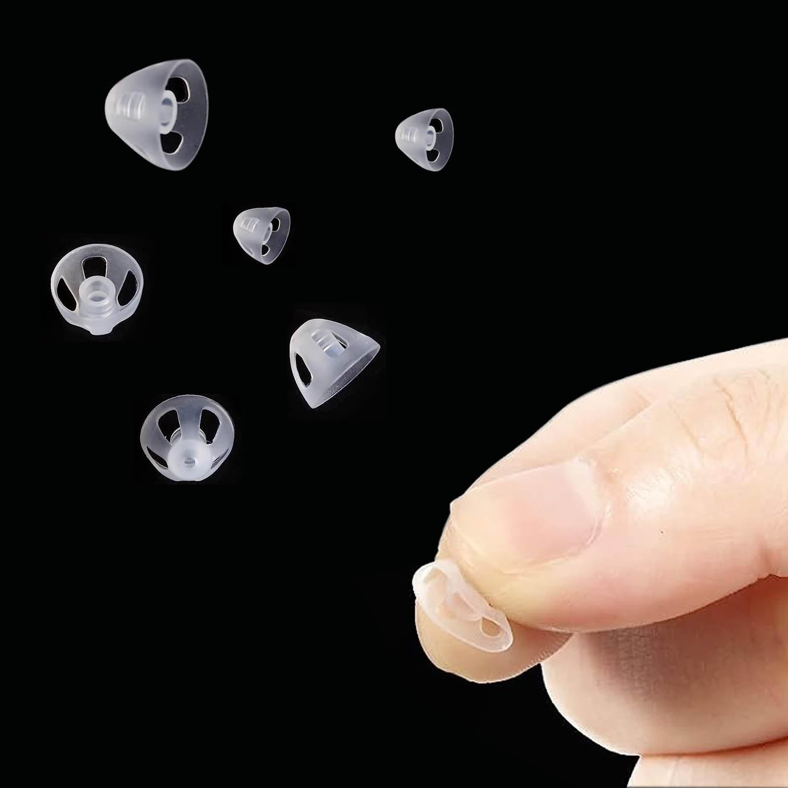 Kenkor 6Packs Soft Silicone Ear Tips, Open Earbud Caps 3 Sizes – White