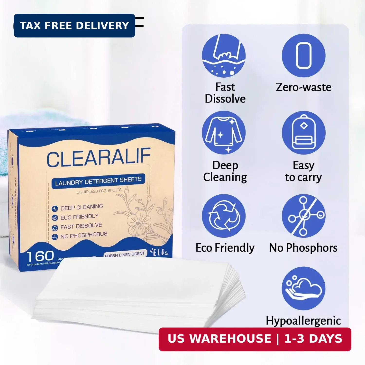 Laundry Detergent Sheets (480 Loads), Fresh Linen,Great For Travel,Apa