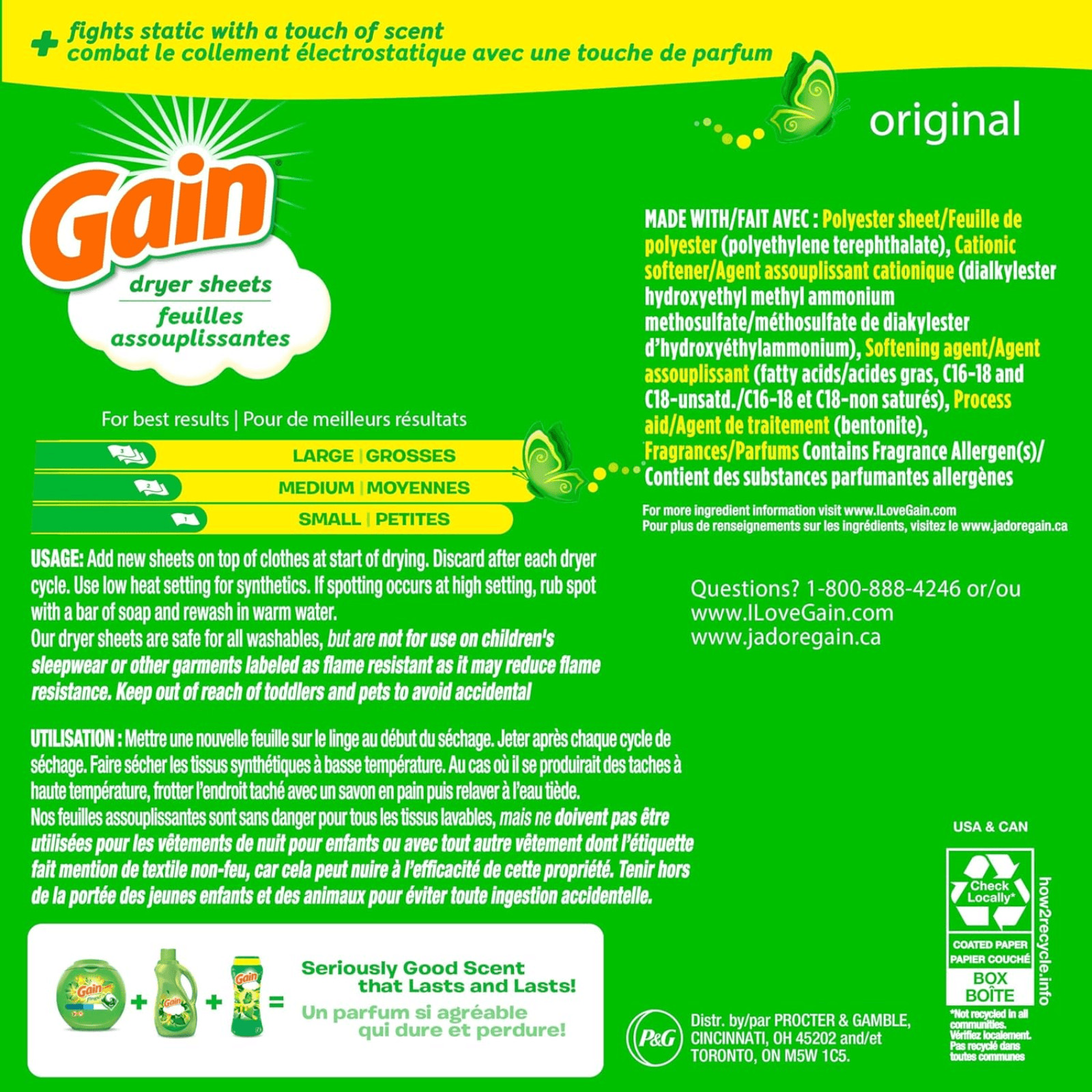 Gain Dryer Sheets Plus Wrinkle Release Original Scent 120 Count Fights Static