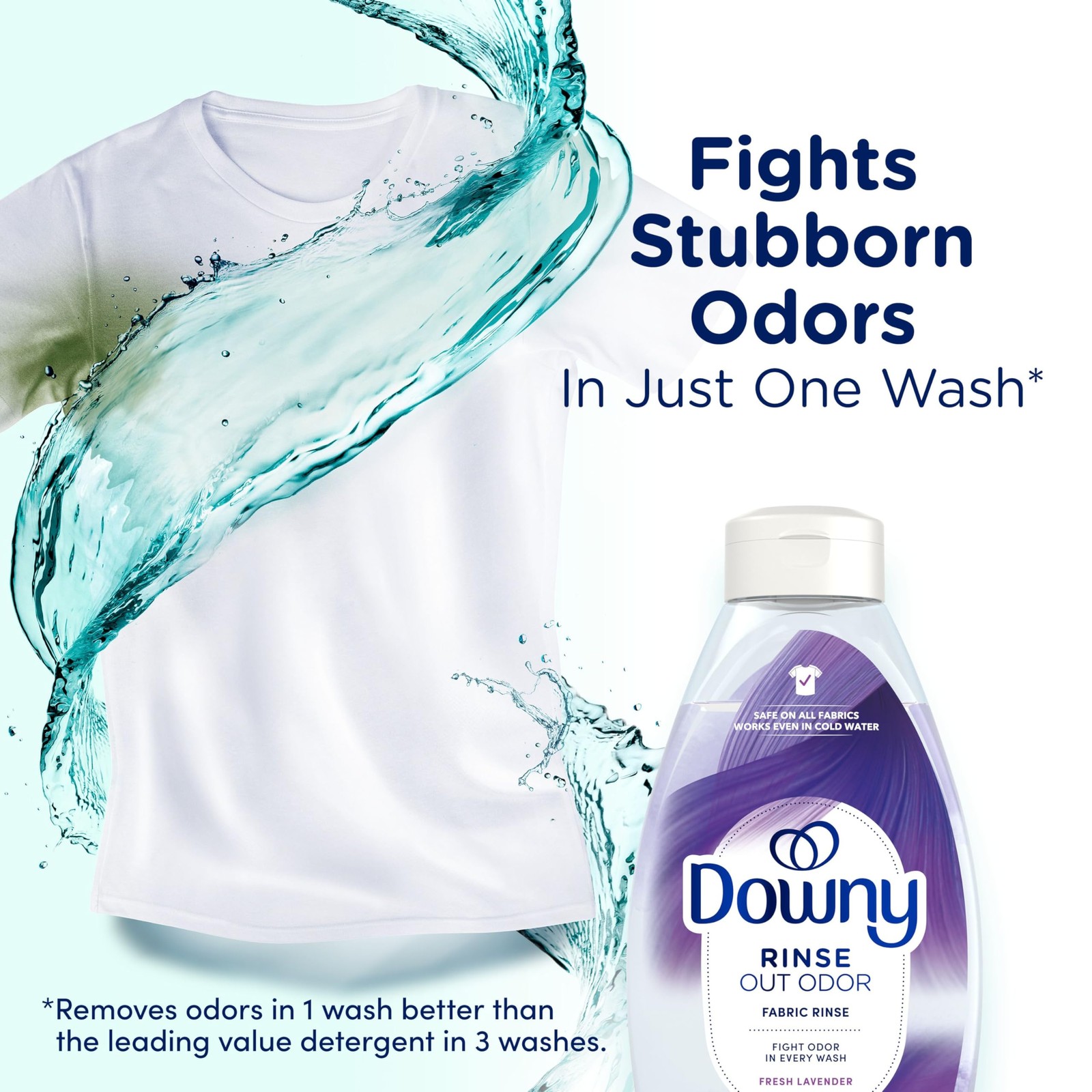 Downy RINSE & REFRESH Laundry Odor Remover and Fabric Softener, Safe on ALL F…