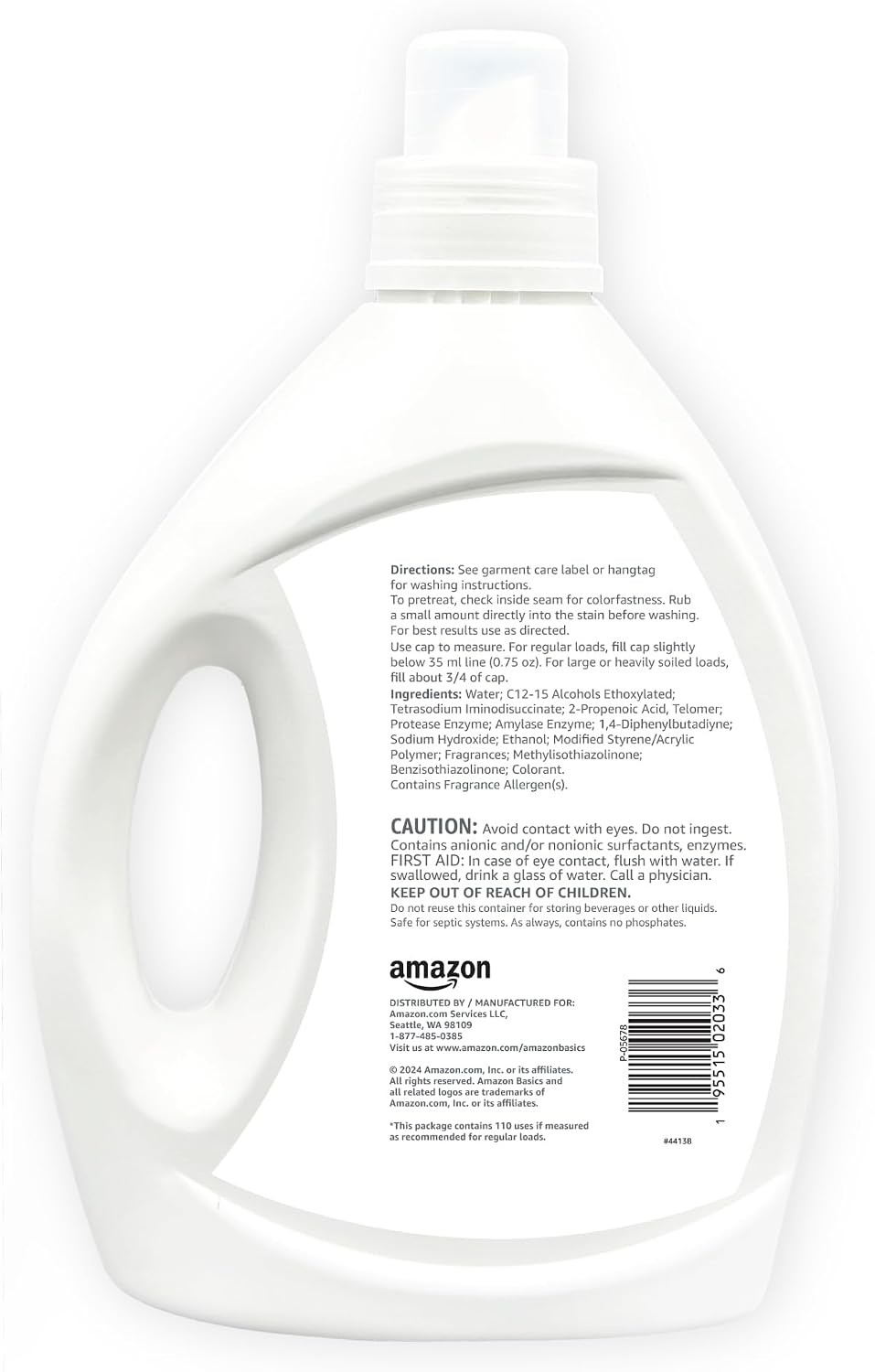 Laundry Detergent Liquid, Concentrated, Fresh Scent, 110 Loads, 82.5 Fl Oz,