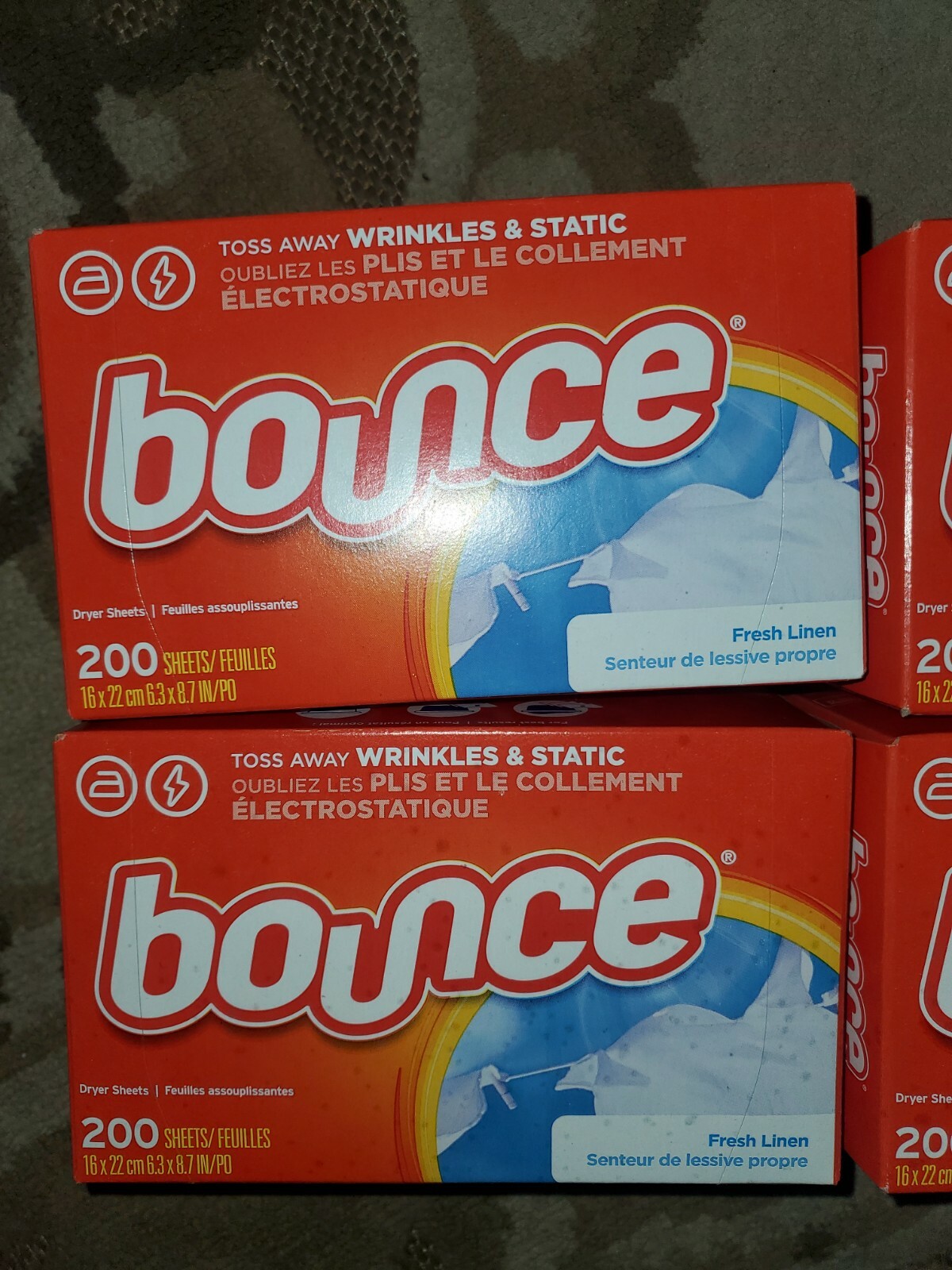 Lot of 4, Bounce Fresh Linen Fabric Softner Dryer Sheets, 200 CT