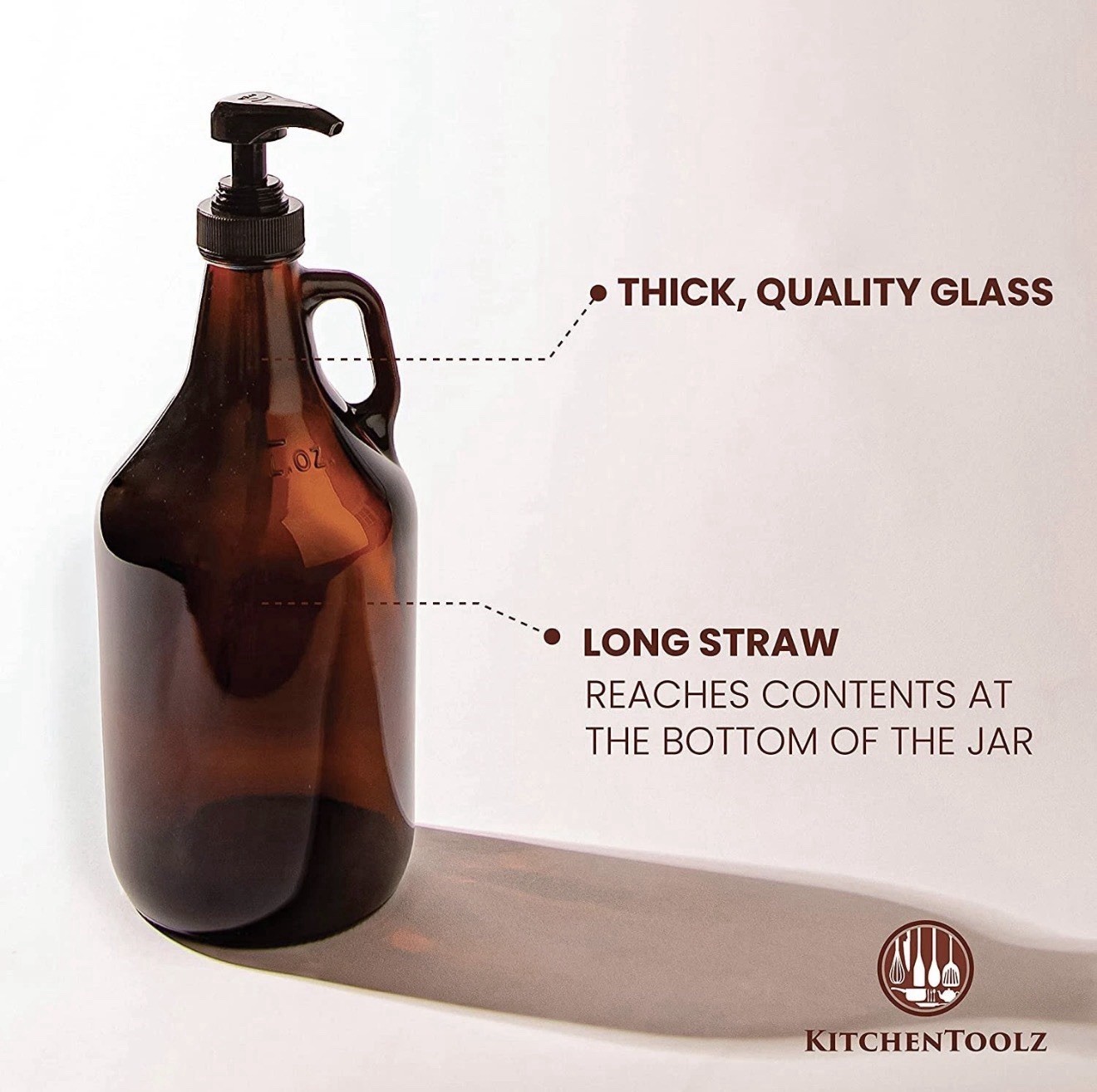 Half Gallon Glass Pump Dispenser Bottle, Large Jug with Pump for Laundry Soap…