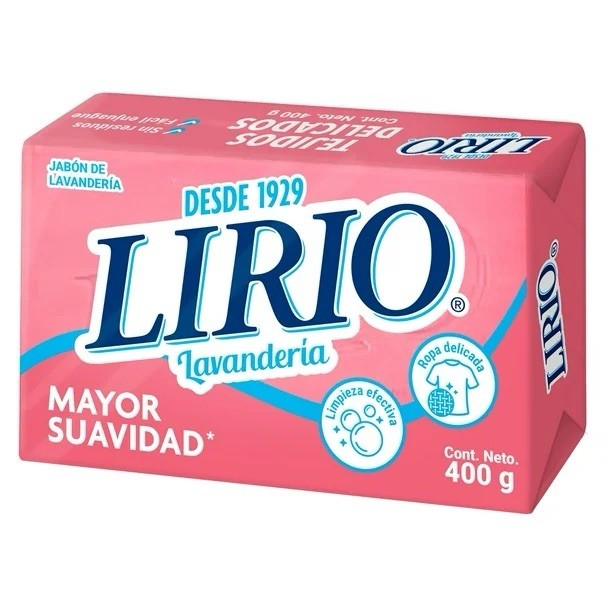 3X LIRIO Jabón de Barra Tejidos Delicados 🇲🇽 Bar Laundry Soap, 400g, 3 Pack