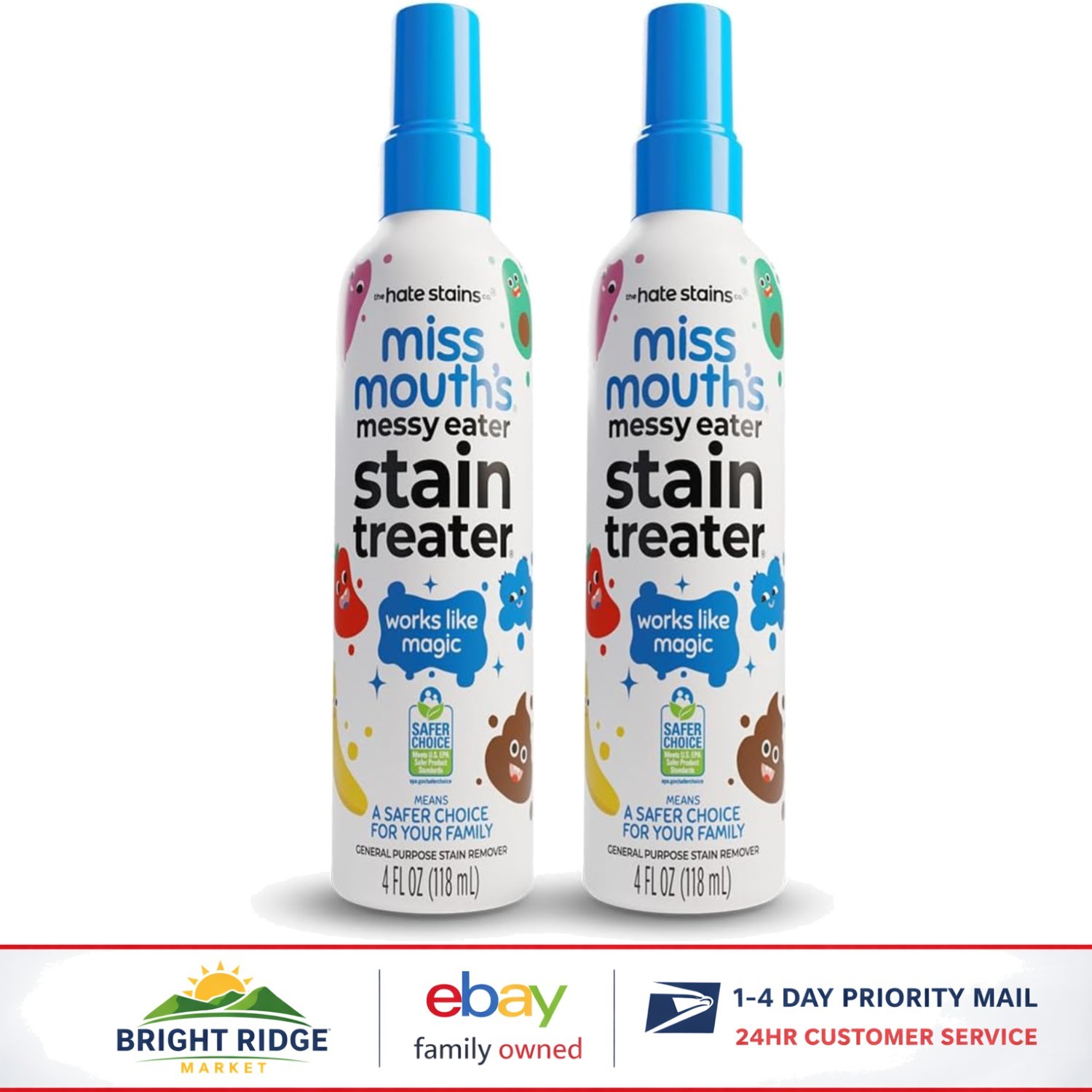 Stain Removal Spray for Clothes and Upholstery, 2 Pack – Fast Acting Formula