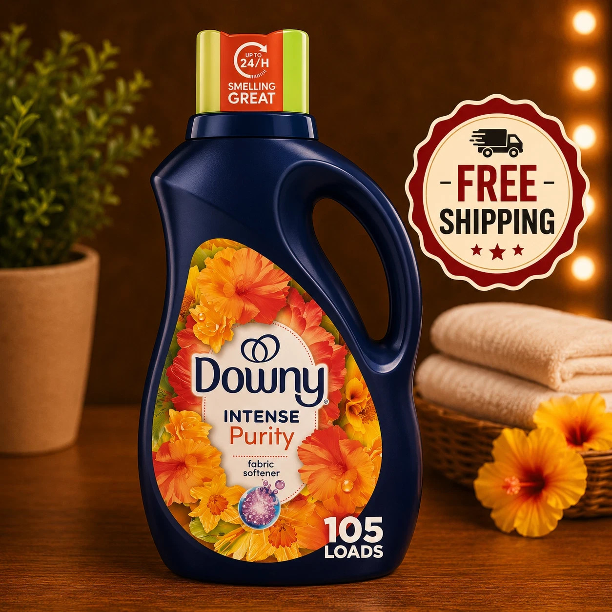 Downy Intense Fabric Softener Purity Scent Liquid 77 fl oz 105 Loads Conditioner