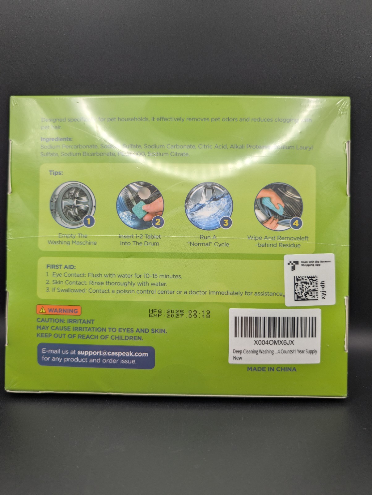 Caspeak Washing Machine Cleaner for Pet Owners, Deodorizing Tablets 24 Unscented